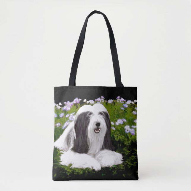 Bearded Collie Painting - Cute Original Dog Art Tote Bag (Front)