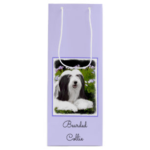 Bearded Collie Painting - Cute Original Dog Art Wine Gift Bag