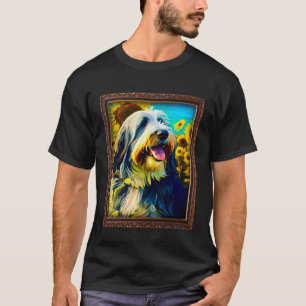 Bearded Collie Painting Sunflower Flower Mom Women T-Shirt