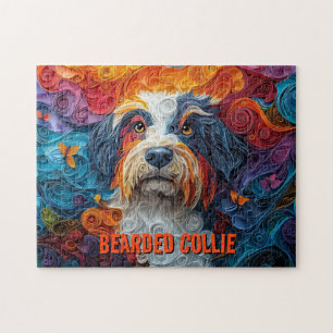 Bearded Collie Paper Quilling Art Dog Portrait Jigsaw Puzzle