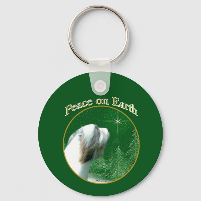 Bearded Collie Peace Key Ring (Front)