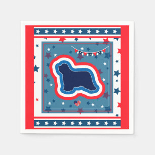 Bearded Collie Red White And Blue 4th Of July Napkin