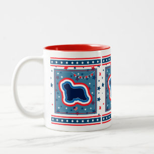 Bearded Collie Red White And Blue 4th Of July Two-Tone Coffee Mug