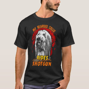 Bearded Collie Rides Shotgun Halloween T-Shirt