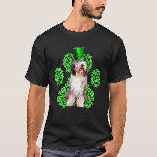 Bearded Collie Shamrock Paw C St Patrick S Day T-Shirt