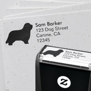 Bearded Collie Silhouette Return Address Self-inking Stamp
