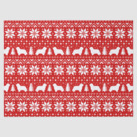Bearded Collie Silhouettes Christmas Pattern Red