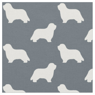 Bearded Collie Silhouettes Pattern Fabric