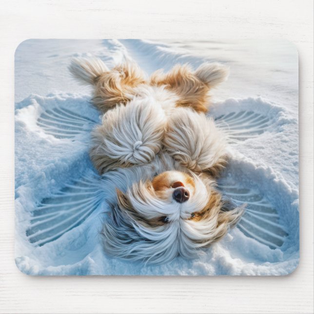 Bearded Collie Snow Angel Mouse Mat (Front)