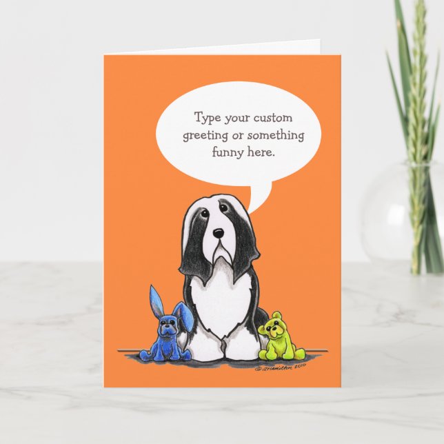 Bearded Collie Speaks Your Custom Greeting Card (Front)