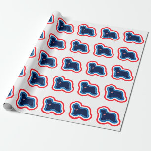 Bearded Collie Stars Red White And Blue 4th July Wrapping Paper