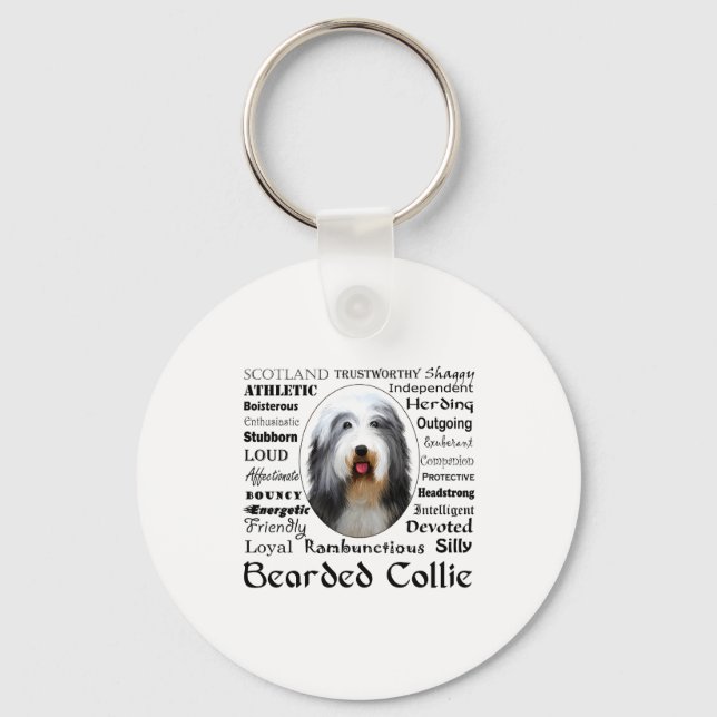 Bearded Collie T Shirt  Key Ring (Front)