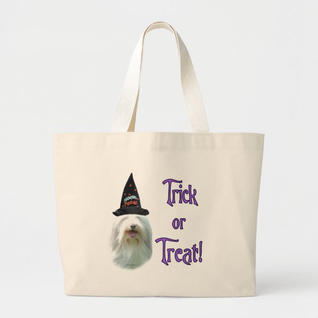 Bearded Collie Trick Large Tote Bag (Front)