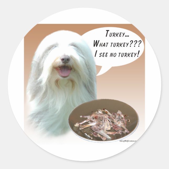 Bearded Collie Turkey Classic Round Sticker (Front)
