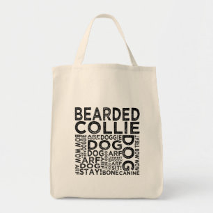 Bearded Collie Typography Tote Bag