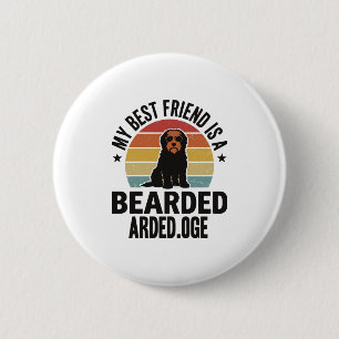 Bearded Collie Vintage Sunset Dog Lover Design_1 6 Cm Round Badge