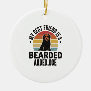 Bearded Collie Vintage Sunset Dog Lover Design_1 Ceramic Tree Decoration