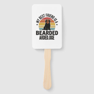 Bearded Collie Vintage Sunset Dog Lover Design_1 Hand Fan