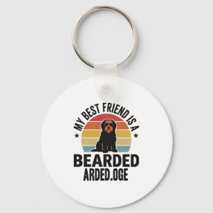 Bearded Collie Vintage Sunset Dog Lover Design_1 Key Ring