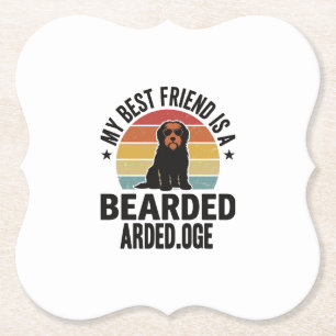 Bearded Collie Vintage Sunset Dog Lover Design_1 Paper Coaster