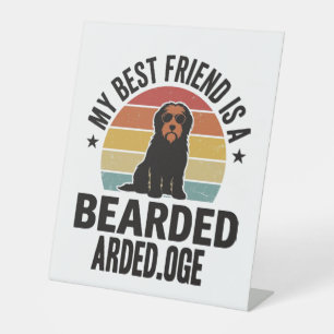 Bearded Collie Vintage Sunset Dog Lover Design_1 Pedestal Sign