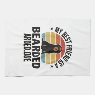 Bearded Collie Vintage Sunset Dog Lover Design_1 Tea Towel