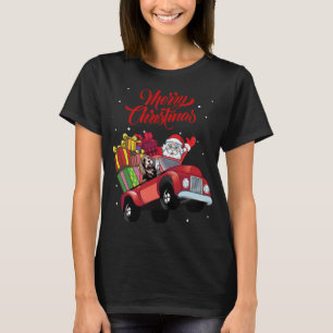 Bearded Collie With Santa Claus In Red Truck Dog T-Shirt