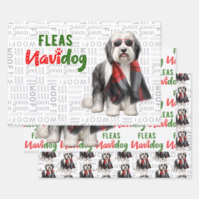 Bearded Collie Wrapping Paper Flat Sheet Set of 3 (Set)