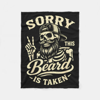 Bearded Dad Daddy Fathers Day Sorry This Beard is Fleece Blanket