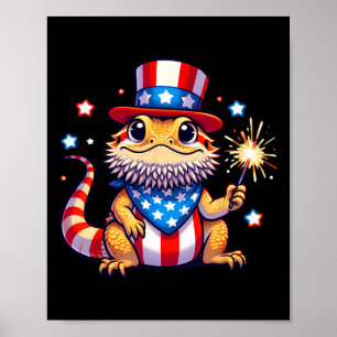 Bearded Dragon 4th Of July Independence Day Men Wo Poster