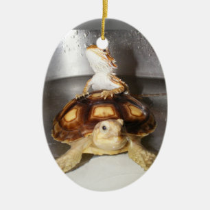 Bearded Dragon and Sulcata Tortoise Ceramic Tree Decoration