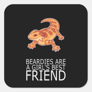 Bearded Dragon BEARDIES GIRLS BEST FRIEND Lizard Square Sticker