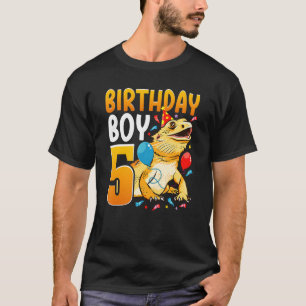 Bearded Dragon Birthday Kids 5th Lizard Lover 5 Ye T-Shirt