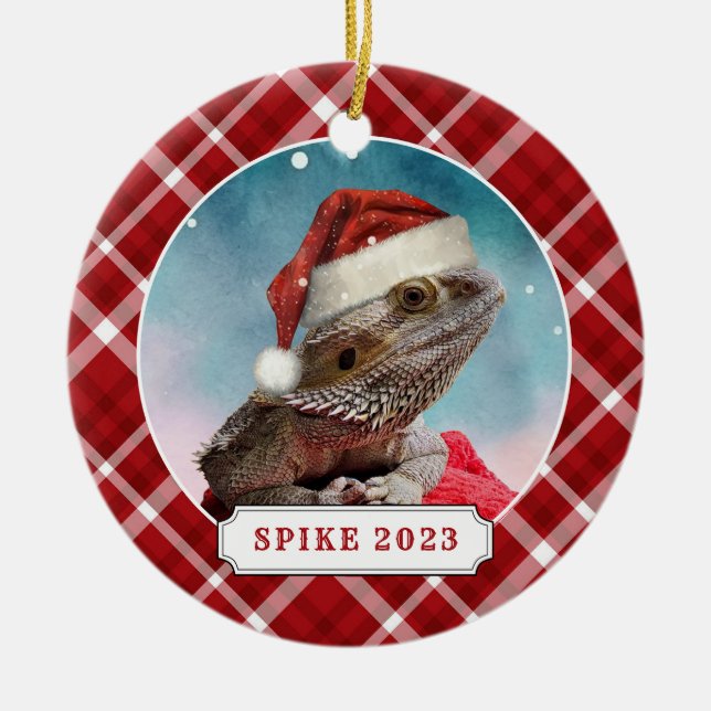 Bearded Dragon Ceramic Circle Ornament (Front)
