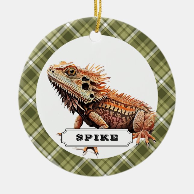 Bearded Dragon Ceramic Circle Ornament (Front)