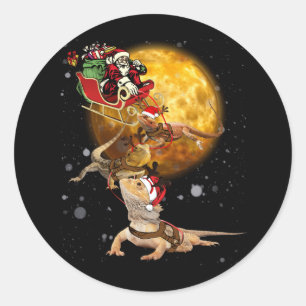 Bearded Dragon Christmas For Reptile Lover Classic Round Sticker