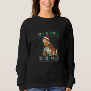 Bearded Dragon Christmas Lights Ugly Sweater Pet L