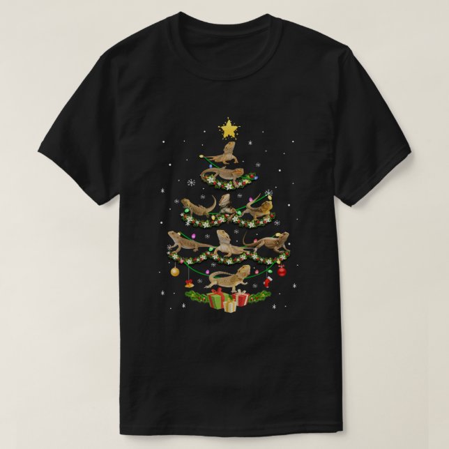 Bearded Dragon Christmas Tree Funny Reptile Lover  T-Shirt (Design Front)