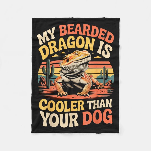 Bearded Dragon Cooler Reptile Animal Beardie Beard Fleece Blanket (Front)