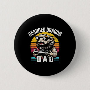 Bearded Dragon Dad Vintage Video Game Lizard Repti 6 Cm Round Badge