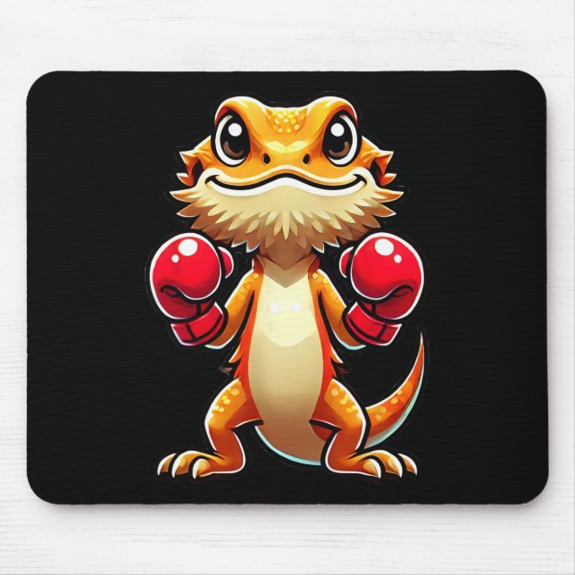 Bearded Dragon Dressed As A Boxer Funny Boxing 1  Mouse Mat (Front)