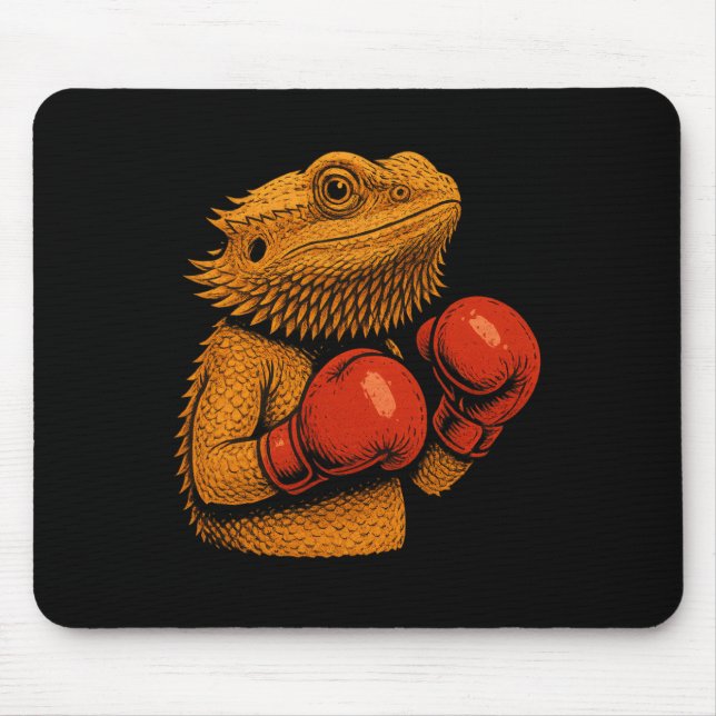 Bearded Dragon Dressed As A Boxer Funny Boxing  Mouse Mat (Front)