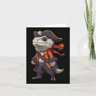 Bearded Dragon Dressed As A Pirate Funny Halloween Card