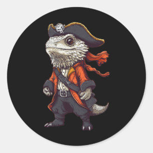 Bearded Dragon Dressed As A Pirate Funny Halloween Classic Round Sticker