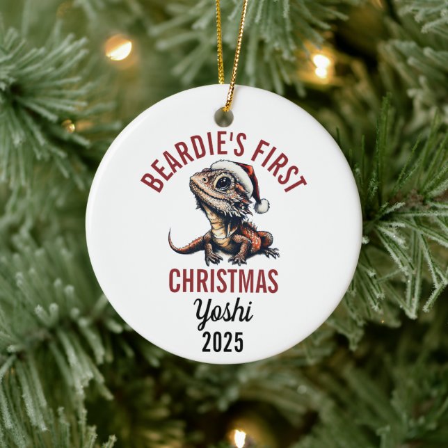 Bearded Dragon First Christmas 2025 Ceramic Tree Decoration (Tree)