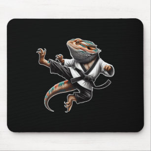 Bearded Dragon Flying Kick Pose Karate Samurai Nin Mouse Mat