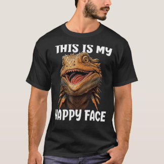 Bearded Dragon  for Women Girls Kids Happy Face Re T-Shirt