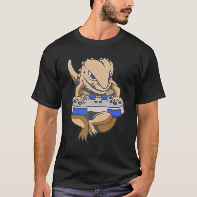 Bearded Dragon Gamer Boys Kids Video Game Players  T-Shirt (Front)