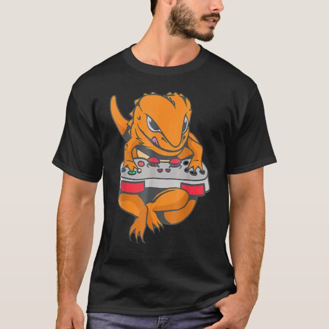 Bearded Dragon Gamer Boys Kids Video Game Players  T-Shirt (Front)