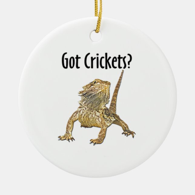 Bearded Dragon Got Crickets Ceramic Tree Decoration (Front)